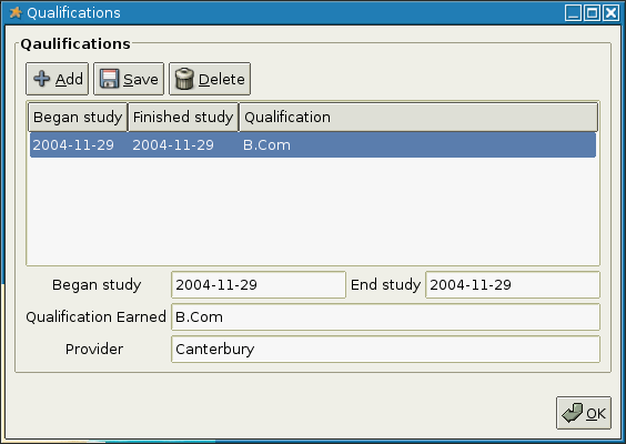 Human resource Qualifications section