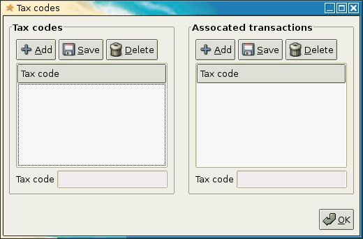 Taxcodes screenshot